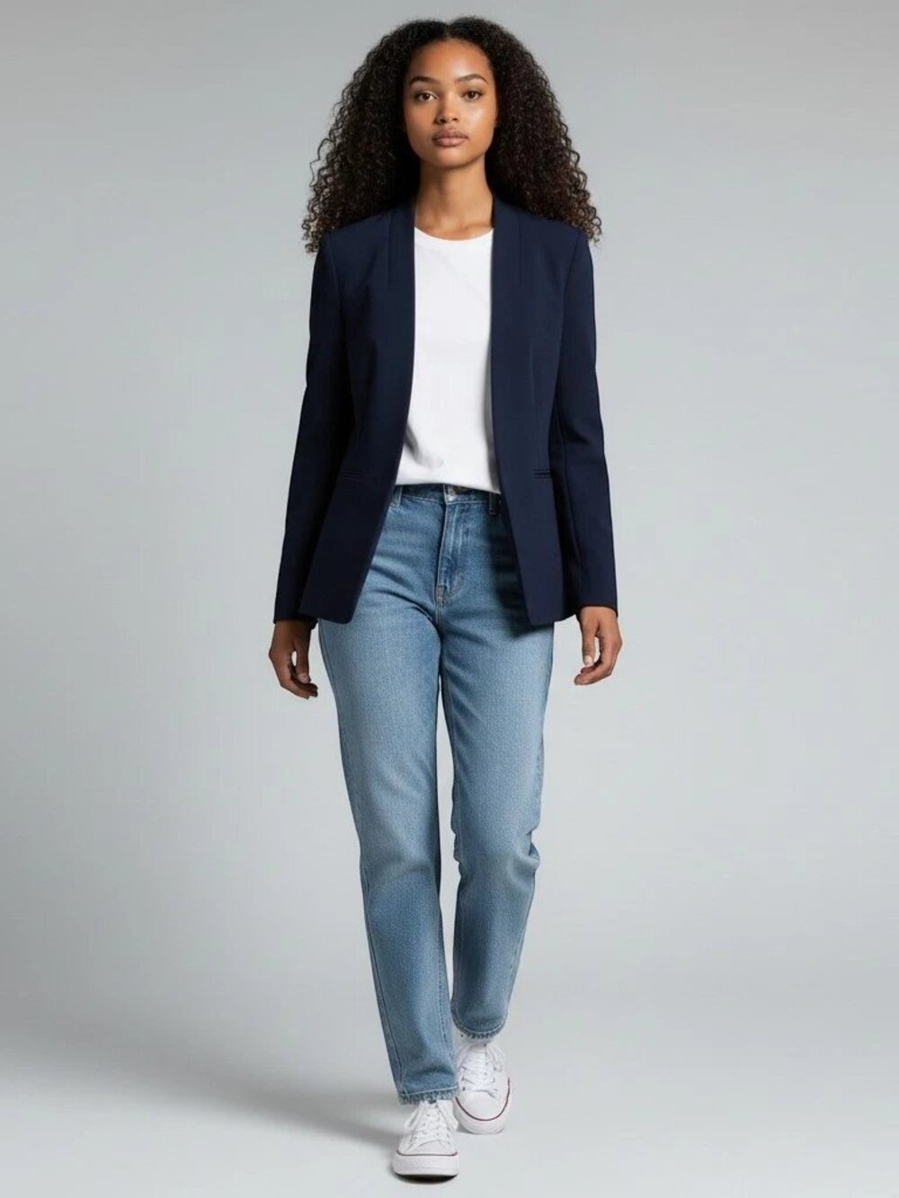 J.Crew Navy Blue Collarless Open Front Blazer Size 12 NWT
